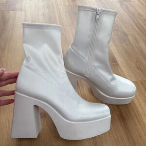 Aldo White Platform Heeled Boots